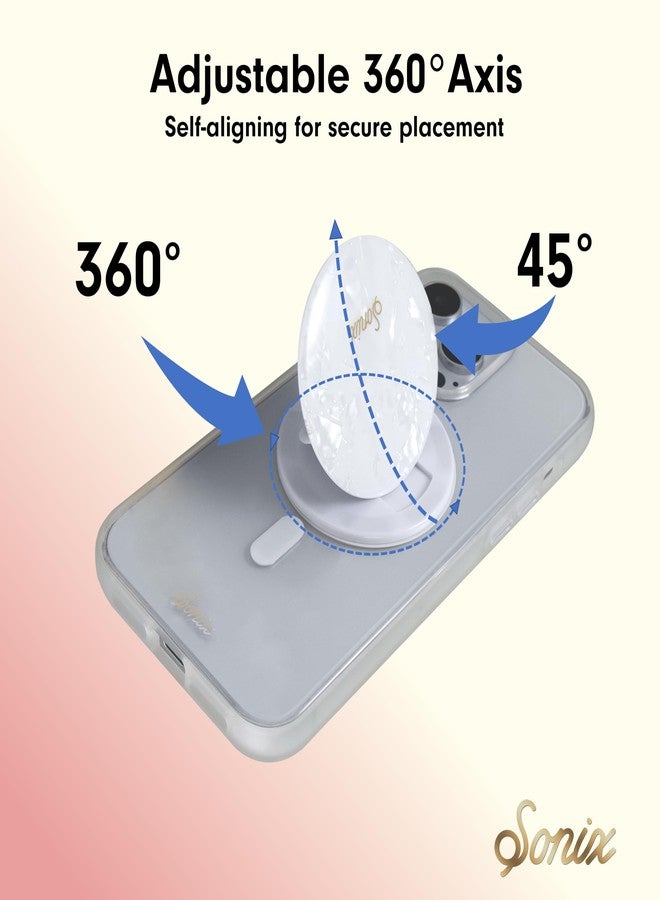 Sonix MagLink Snap Grip | Magnetic Phone Grip Holder and Collapsible Kickstand | Compatible with MagSafe | White Pearl Tort - Image 5