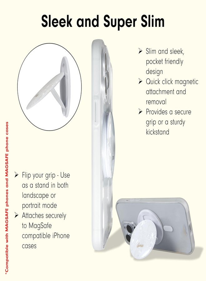 Sonix MagLink Snap Grip | Magnetic Phone Grip Holder and Collapsible Kickstand | Compatible with MagSafe | White Pearl Tort - Image 3