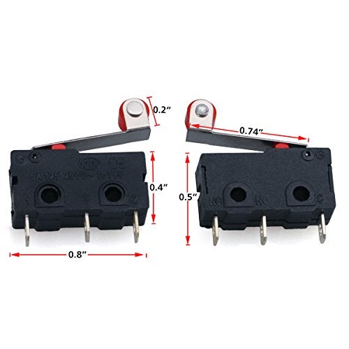 URBEST AC 250V 5A SPDT 1NO 1NC Momentary Hinge Roller Lever Micro Switches 3 Pins 10 Pcs - Image 2