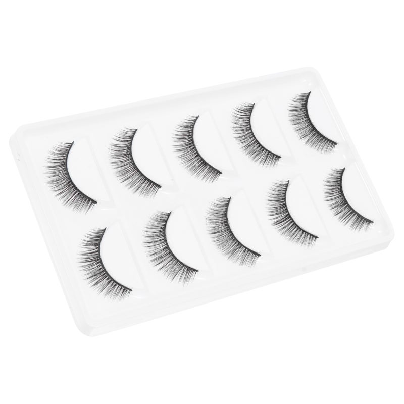 5 Pairs Natural Look 3D Fake Lashes Reusable Manmade Fiber Makeup Eyelashes - Image 1