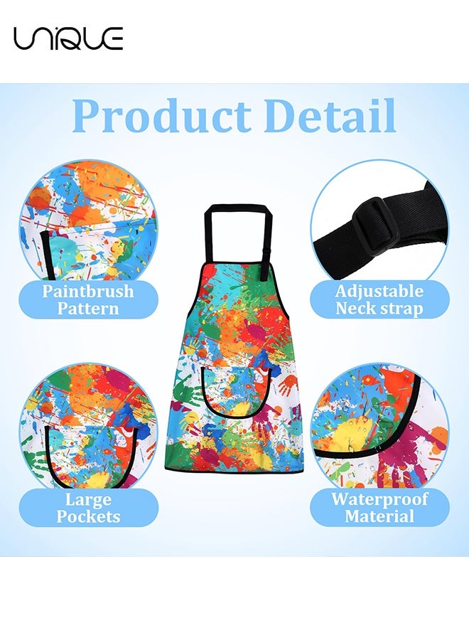 يونيك طقم زي الفنان للأطفال - مآزر للأطفال مع أغطية أكمام قابلة للإزالة - مريلة مقاومة للماء للأطفال مع جيوب للطهي والرسم والخبز والأشغال اليدوية والفنون والبستنة قابلة للتعديل - Image 4