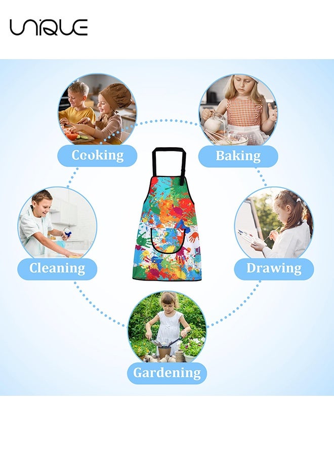 يونيك طقم زي الفنان للأطفال - مآزر للأطفال مع أغطية أكمام قابلة للإزالة - مريلة مقاومة للماء للأطفال مع جيوب للطهي والرسم والخبز والأشغال اليدوية والفنون والبستنة قابلة للتعديل - Image 5