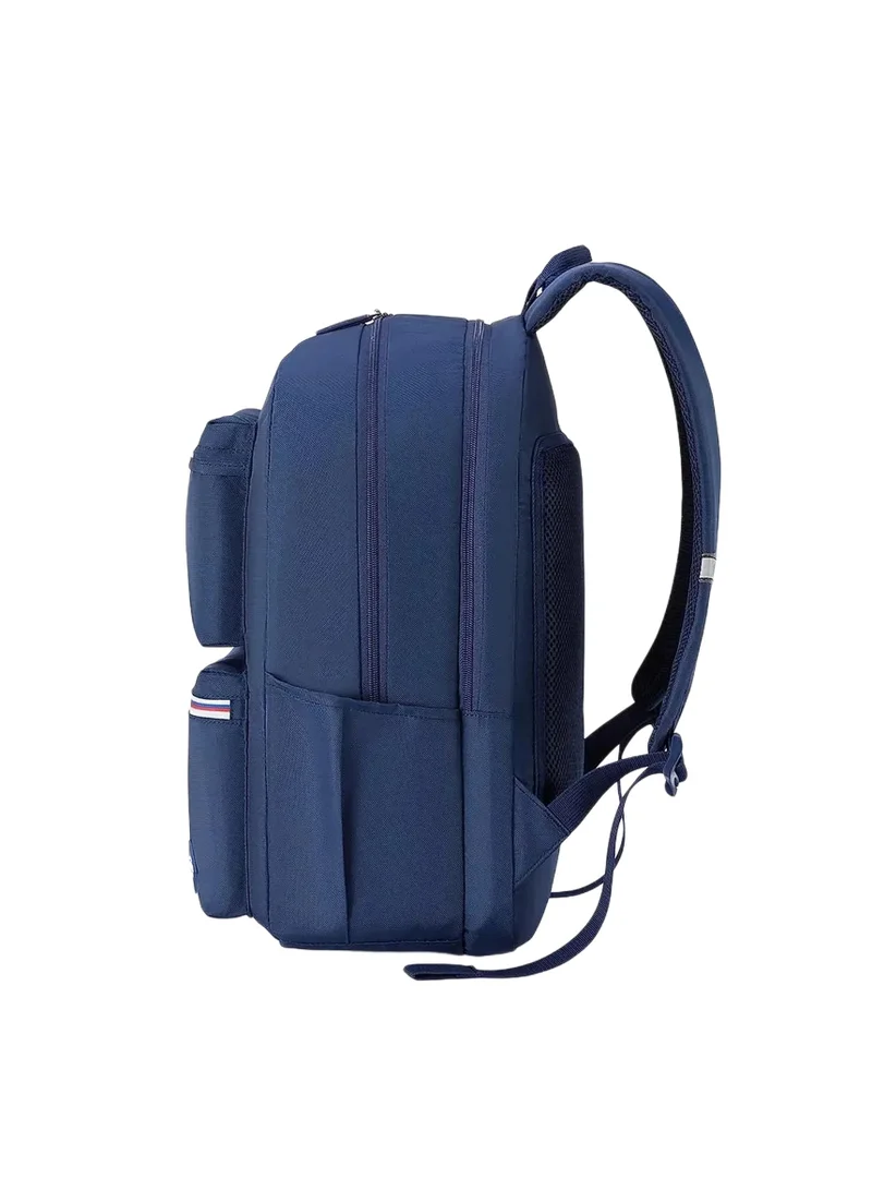 AMERICAN TOURISTER  Riley Laptop Backpack, 24L Capacity, 100% Polyester, Midnight Blue|Fits 15.6\" Laptop|Double Zipper Pocket Opening|Multiple Compartments|Antimicrobial Treated Lining - 1 Year Global Warranty  | Best Price UAE
