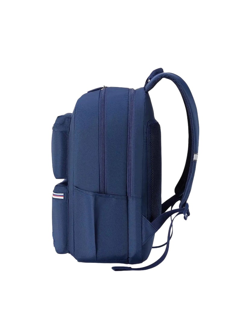 AMERICAN TOURISTER Riley Laptop Backpack, 28L Capacity, 100% Polyester, Midnight Blue|Fits 15.6" Laptop|Double Zipper Pocket Opening|Front Storage Compartments|Antimicrobial Treated Lining|Bottle Holder - 1 Year International Warranty - Image 5