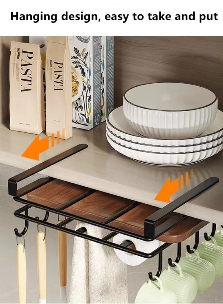 Kutis 1-Piece Kitchen Mug Holder  Kitchen Storage Rack Cupboard Shelf Hanging Hook Wardrobe Organizer Holder Black 61x4 cm - Image 4