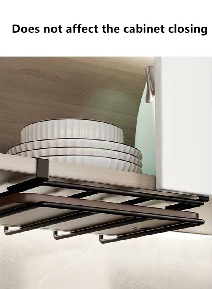 Kutis 1-Piece Kitchen Mug Holder  Kitchen Storage Rack Cupboard Shelf Hanging Hook Wardrobe Organizer Holder Black 61x4 cm - Image 5
