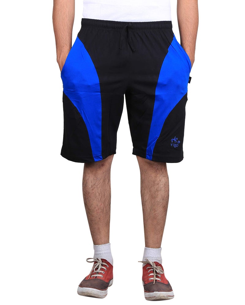 VEGO Black Cotton Shorts, Bermuda, Half Pant for Men - Image 1