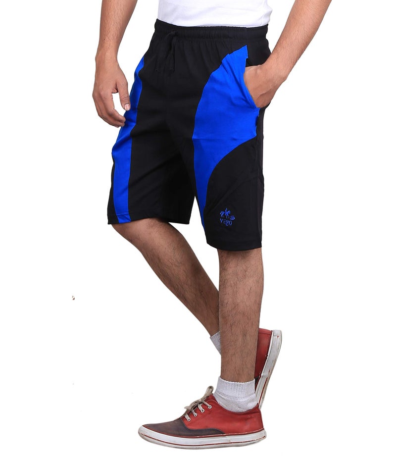 VEGO Black Cotton Shorts, Bermuda, Half Pant for Men - Image 2