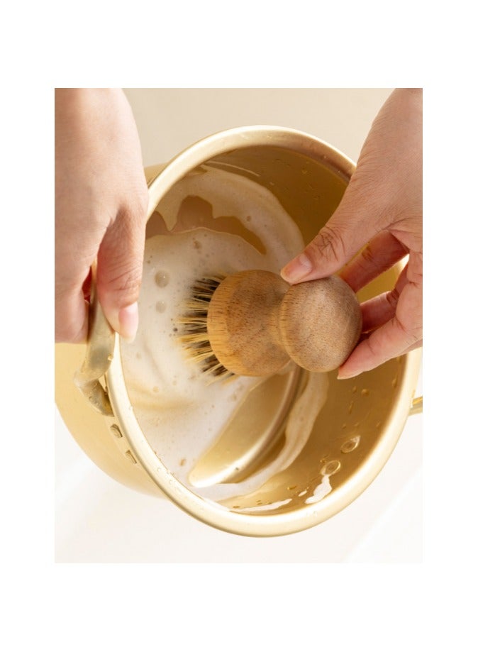 Bamboo Dish Scrub Brushes for Kitchen, Cleaning Scrubber for Washing Cast Iron Pan/Pot, Natural Sisal Bristles - Image 3