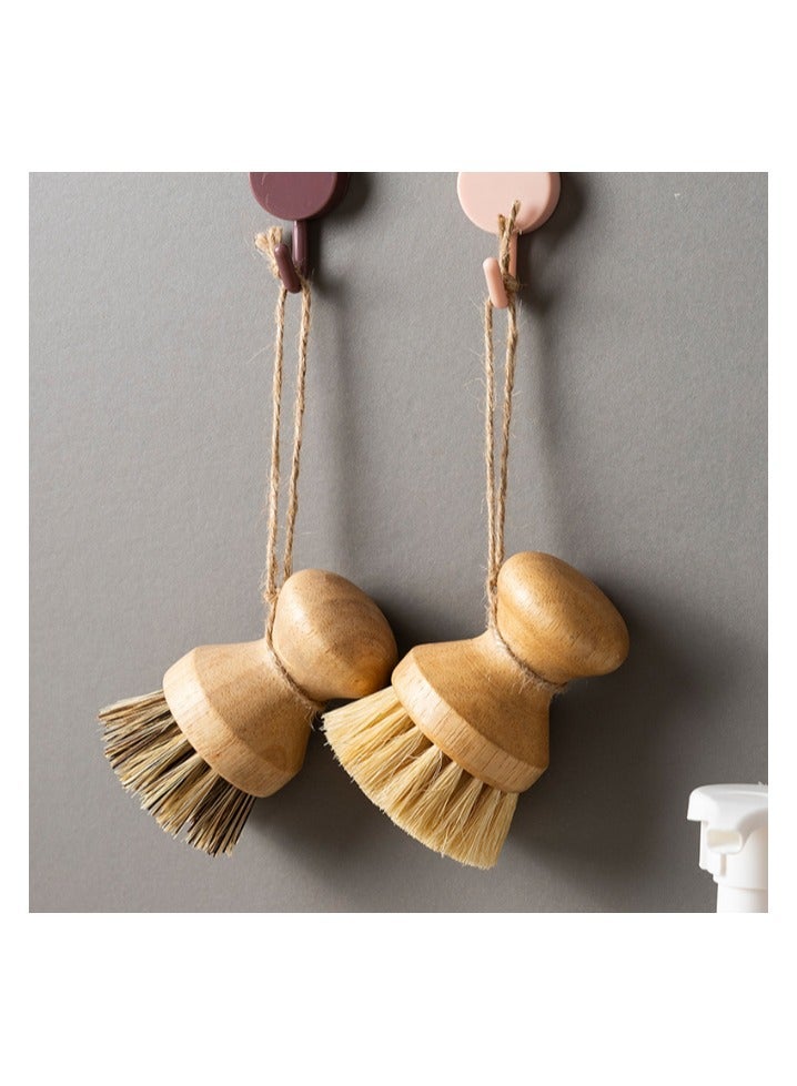 Bamboo Dish Scrub Brushes for Kitchen, Cleaning Scrubber for Washing Cast Iron Pan/Pot, Natural Sisal Bristles - Image 2