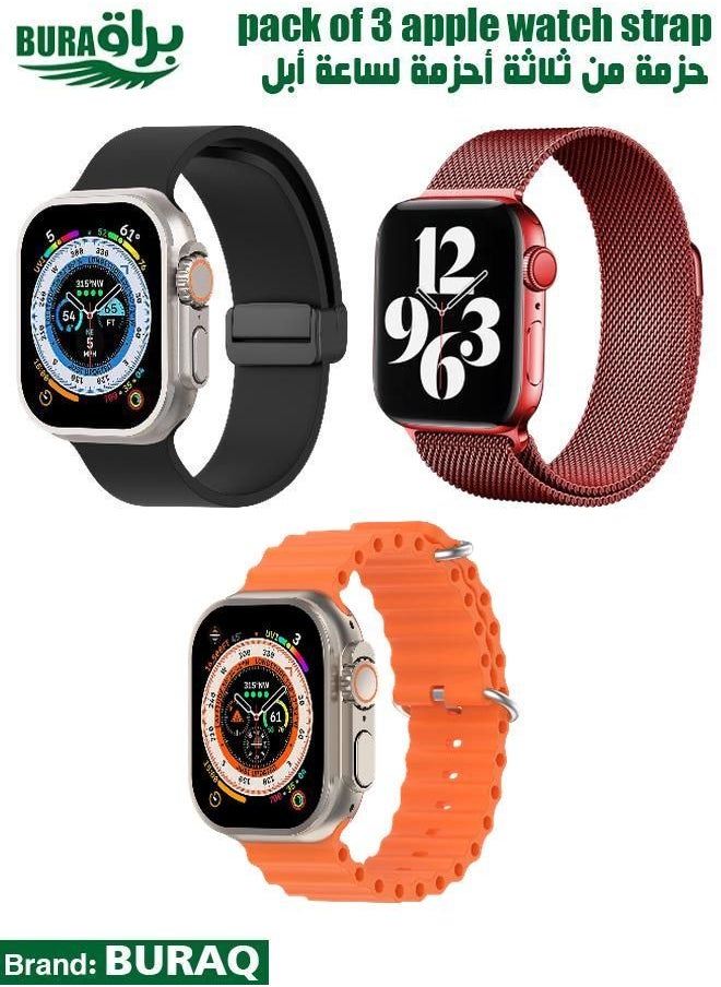 BURAQ - Apple Watch Band Strap For Apple Watch Ultra 2/Ultra 49mm, Series 10 46mm, 9/8/7 45mm, SE2/SE/6/5/4 44mm, 3/2/1 42mm - Image 1