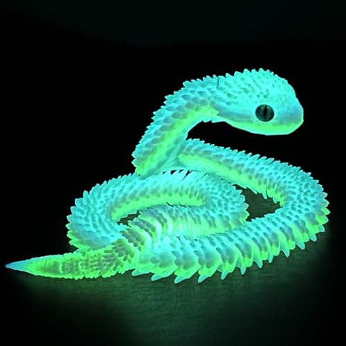 Lohoee 24in 3D Printed Snake Toys3D Printed Animal Glow in The Dark Flexible 3D Printed Snake Fidget ADHD Snake Toys for Animal Collectors Creative Funny Toy Easter Basket Stuffers - Image 5