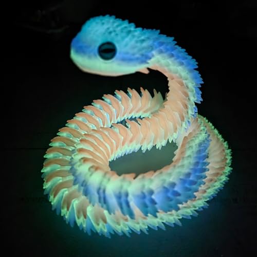 Lohoee 24in 3D Printed Snake Toys3D Printed Animal Glow in The Dark Flexible 3D Printed Snake Fidget ADHD Snake Toys for Animal Collectors Creative Funny Toy Easter Basket Stuffers - Image 1