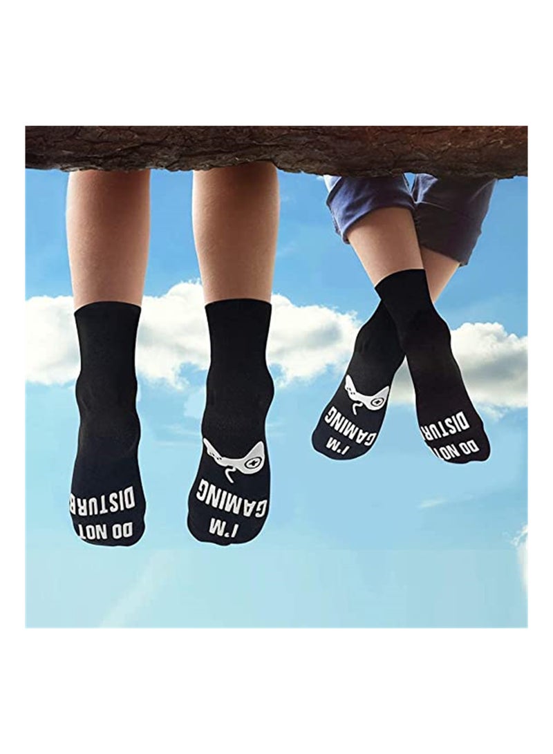 SYOSI Novelty Cotton Socks, Valentines Day Gifts for Him, Do Not Disturb Gaming Socks Funny Gifts for Men Women Teen Gamers, Black - Image 4