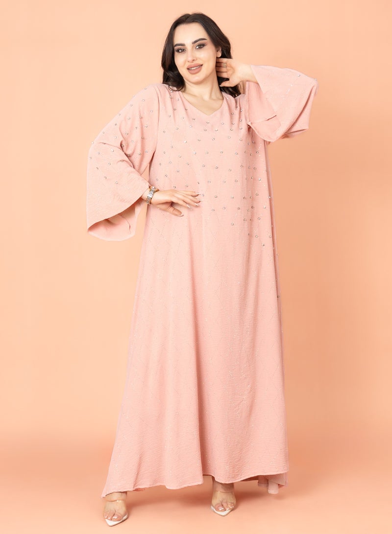 اكسا جلابية كرستال فخمة خوخي - Image 1