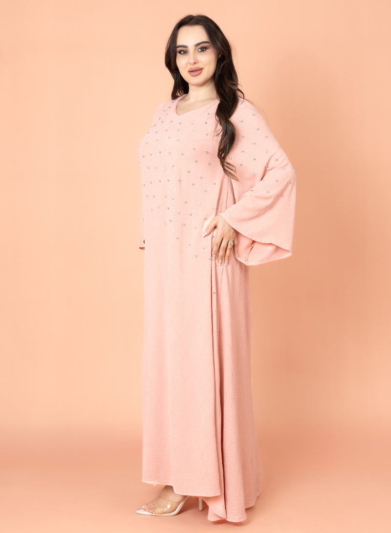 اكسا جلابية كرستال فخمة خوخي - Image 3