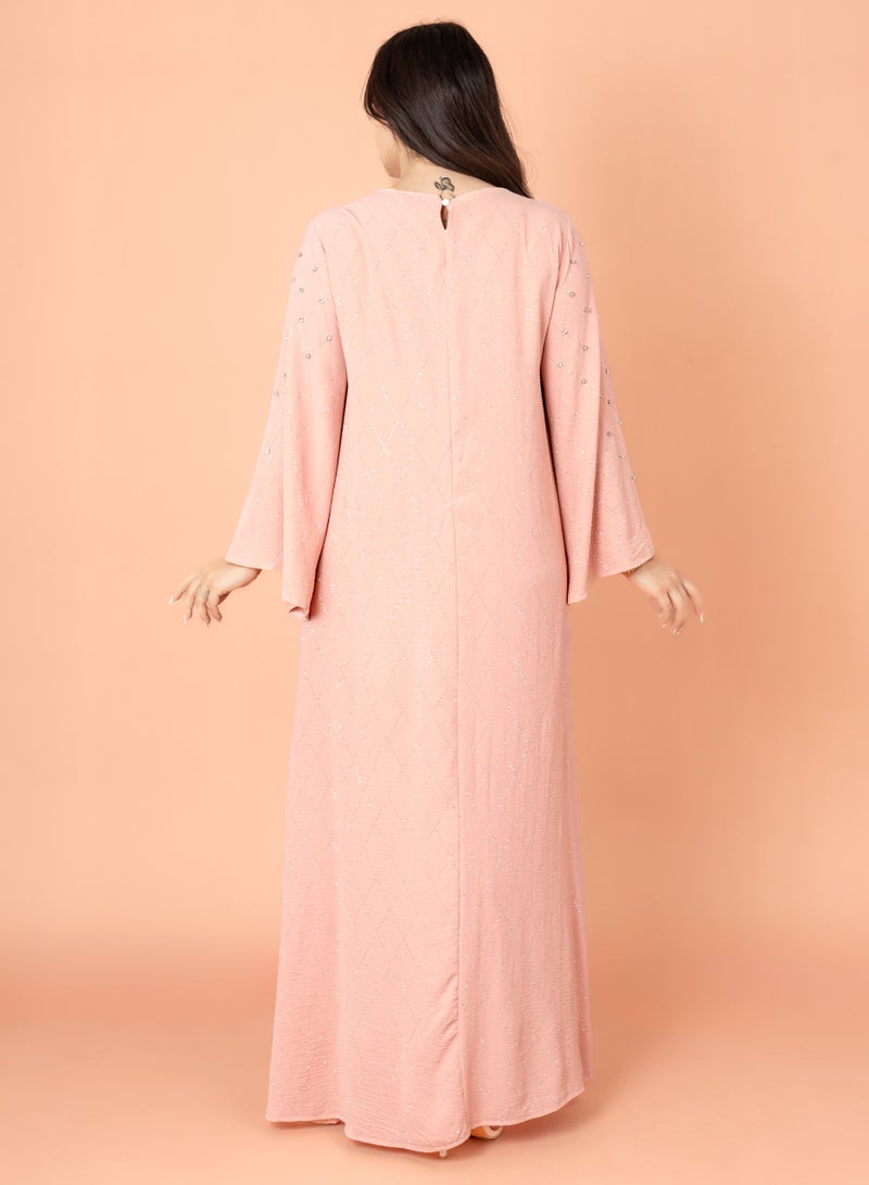 اكسا جلابية كرستال فخمة خوخي - Image 4