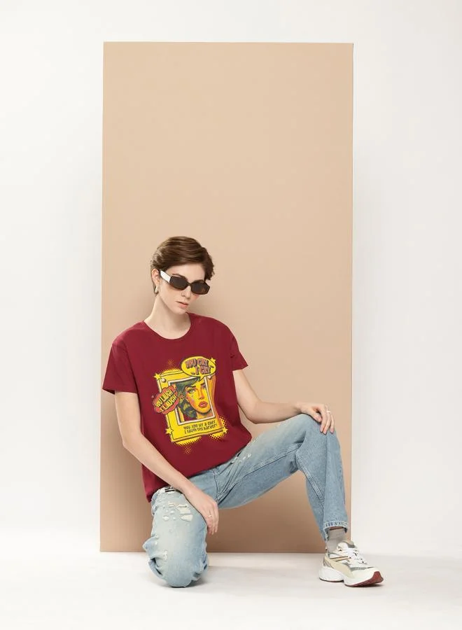 Difference of Opinion Women Boxy Fit Printed T-Shirt