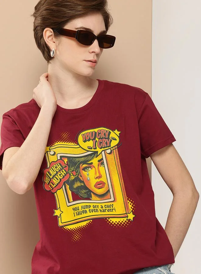 Difference of Opinion Women Boxy Fit Printed T-Shirt