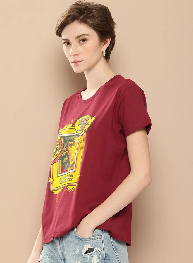 Difference of Opinion Women Boxy Fit Printed T-Shirt