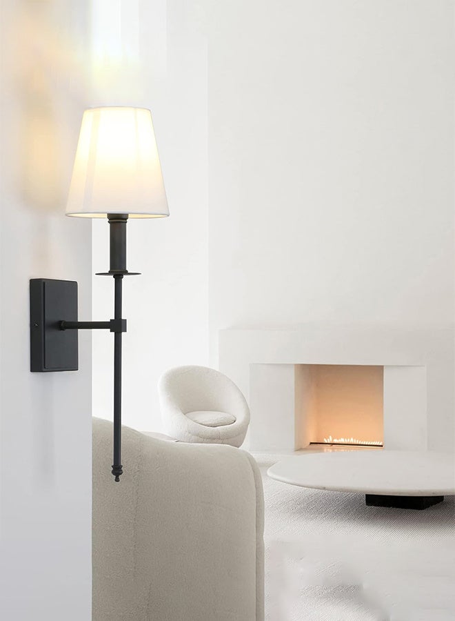 RATSAW 2 Pcs Slim Wall Sconces with Fabric Shade Industrial Wall Lighting Lamps Fixtures Wall Mounted Sconce for Mirror Hallway Kitchen Bedroom Living Room Bathroom - Image 3