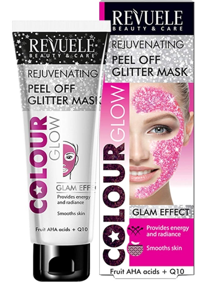 REVUELE - Rejuvenating Pink Colour Glow Peel Off Glitter Mask - 80Ml - Image 1