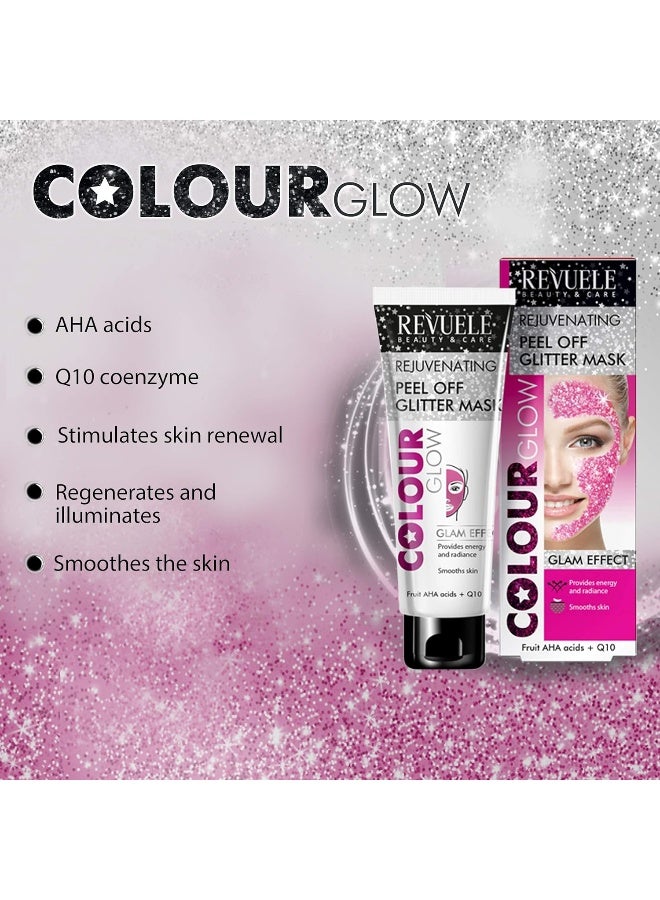REVUELE - Rejuvenating Pink Colour Glow Peel Off Glitter Mask - 80Ml - Image 2