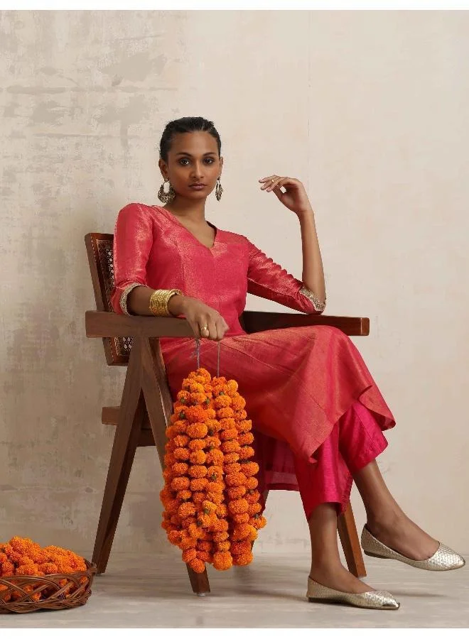 ترو برونز طقم كورتا وردي فاقع مستقيم من قماش التيسو