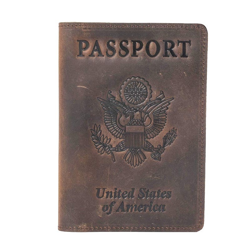 AGBIADD RFID Blocking Passport Holder Travel Wallet - Genuine Crazy Horse Leather for Men(Coffee) - Image 5