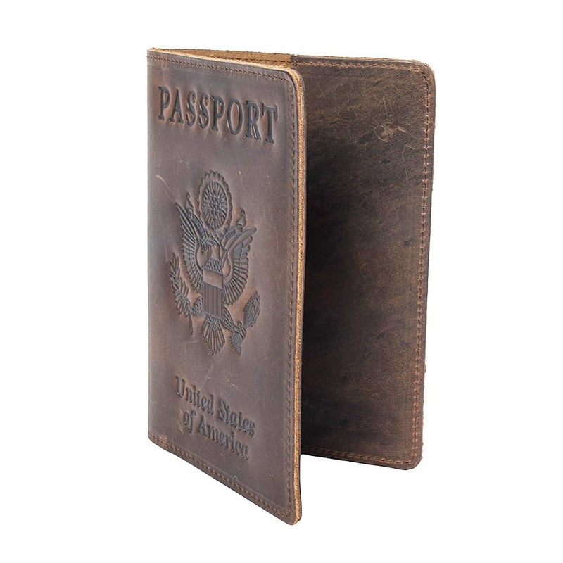 AGBIADD RFID Blocking Passport Holder Travel Wallet - Genuine Crazy Horse Leather for Men(Coffee) - Image 2