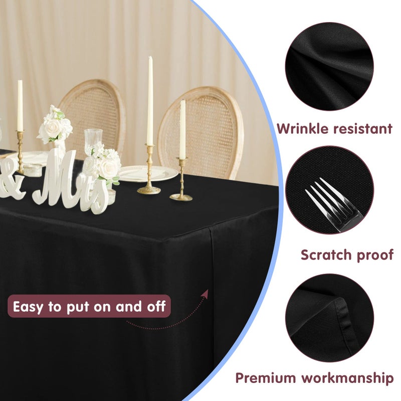 HolidayIdeas 2 Pack Fitted Tableclothes - 48 x 24 Inch - Black Rectangle Tablecloths for 4 Foot Tables, Fabric Table Cover Protector for Parties, Craft Show, Trade Show - Image 2