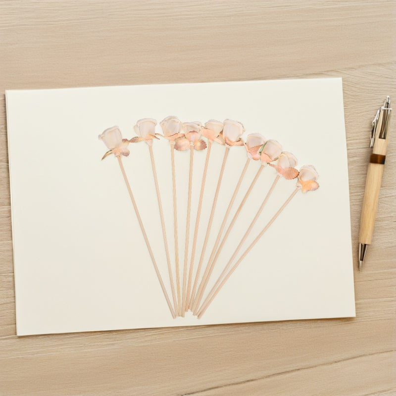 10 Pcs Rattan Reed Sticks Straight Natural Fragrance Reed Diffuser Oil Diffuser Rattan Sticks with Flower Decor - Image 2