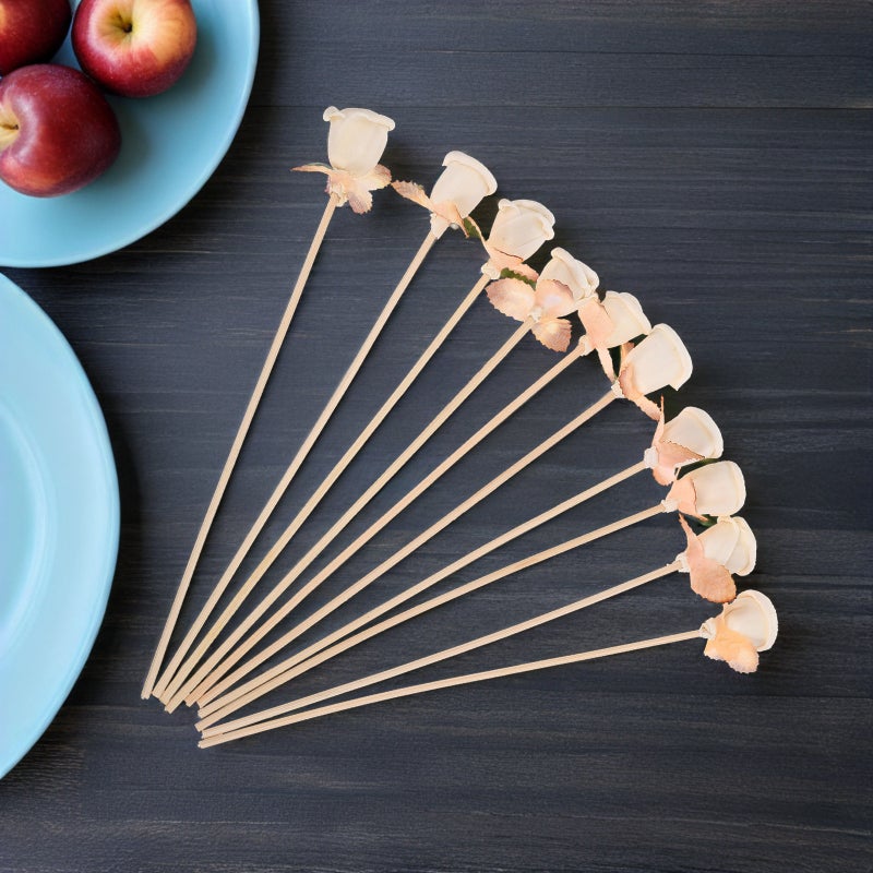 10 Pcs Rattan Reed Sticks Straight Natural Fragrance Reed Diffuser Oil Diffuser Rattan Sticks with Flower Decor - Image 5