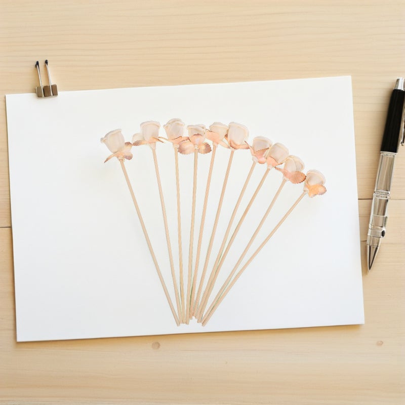 10 Pcs Rattan Reed Sticks Straight Natural Fragrance Reed Diffuser Oil Diffuser Rattan Sticks with Flower Decor - Image 3