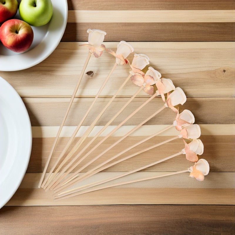 10 Pcs Rattan Reed Sticks Straight Natural Fragrance Reed Diffuser Oil Diffuser Rattan Sticks with Flower Decor - Image 4