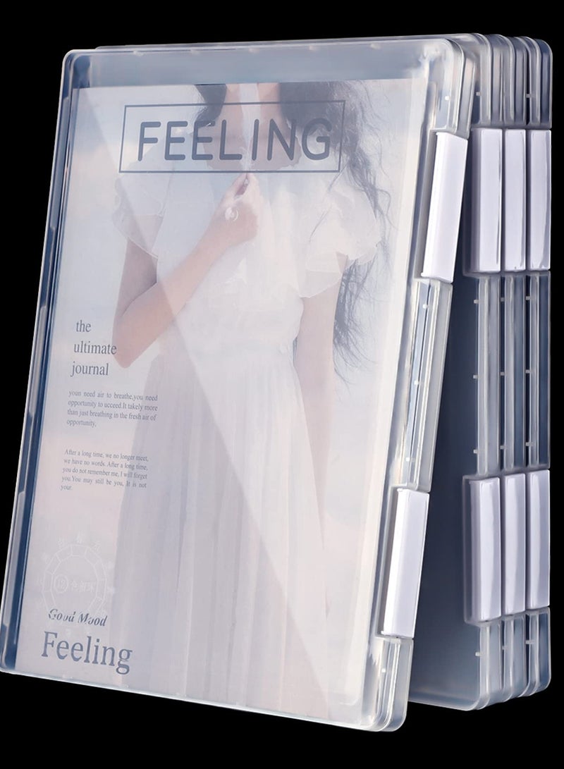 SOLARAE 4 Pcs Portable Project Case Clear A4 File Box Transparent File Slim Cases Plastic Storage File Boxes Board Game Storage Organizer ,12.1 x 9.1 Inch - Image 1