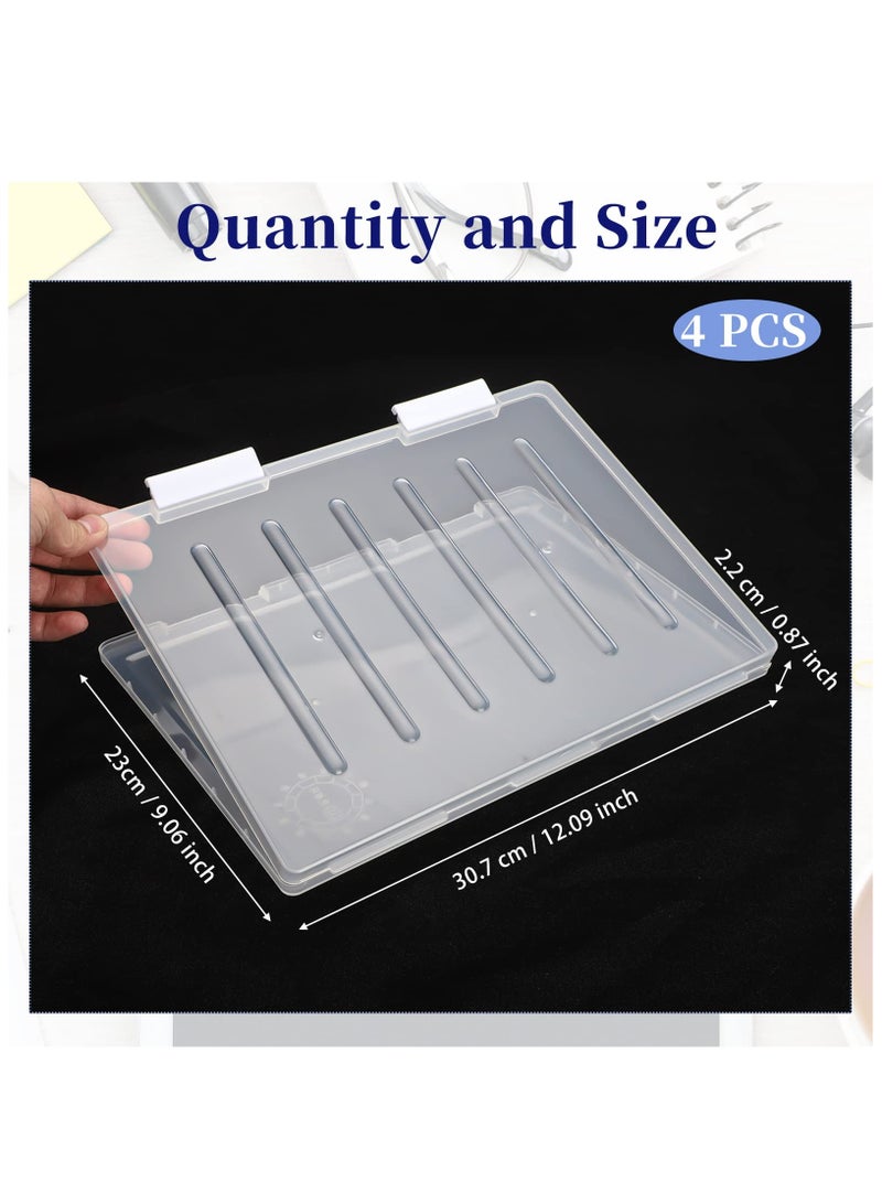 SOLARAE 4 Pcs Portable Project Case Clear A4 File Box Transparent File Slim Cases Plastic Storage File Boxes Board Game Storage Organizer ,12.1 x 9.1 Inch - Image 2
