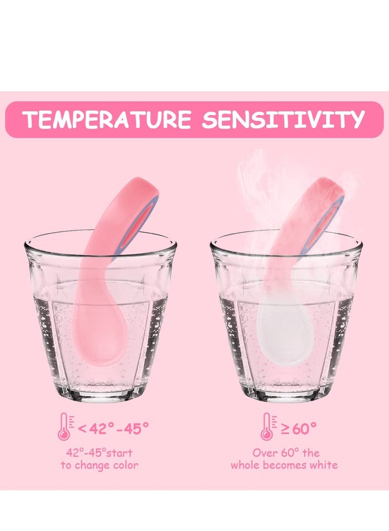 KASTWAVE Baby Fork and Spoon Set, 4Pcs Self Feeding Utensil Easy Grip Toddler Cutlery Kit, Baby Weaning and Feeding Spoons Easy Grip Bendable Perfect Self Feeding Spoon Fork (Red/Pink) - Image 4