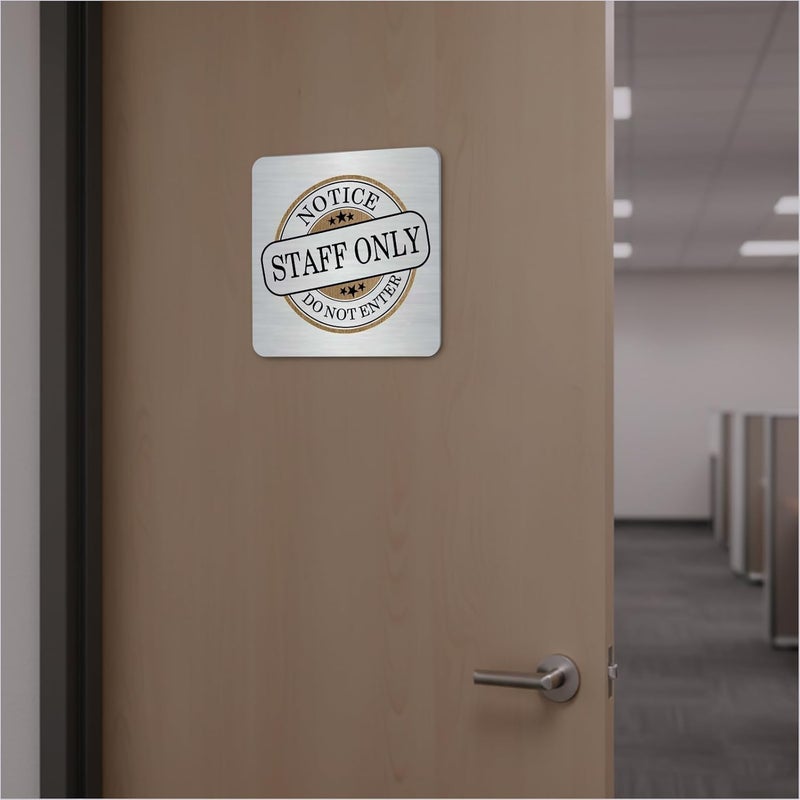 Zouple STAFF ONLY Sign, 6x6 Inch, Durable Steel, Self-Adhesive - Image 2