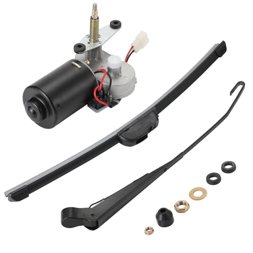 OFIG Electric UTV Windshield Wiper Kit, Universal 12V UTV Electric Windshield Wiper Motor Kit Compatible with Polaris RZR Ranger Mule Teryx, 16" Windshield Wiper Blade, 90 Degree Wipe Motor - Image 1