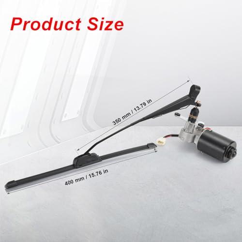 OFIG Electric UTV Windshield Wiper Kit, Universal 12V UTV Electric Windshield Wiper Motor Kit Compatible with Polaris RZR Ranger Mule Teryx, 16" Windshield Wiper Blade, 90 Degree Wipe Motor - Image 2
