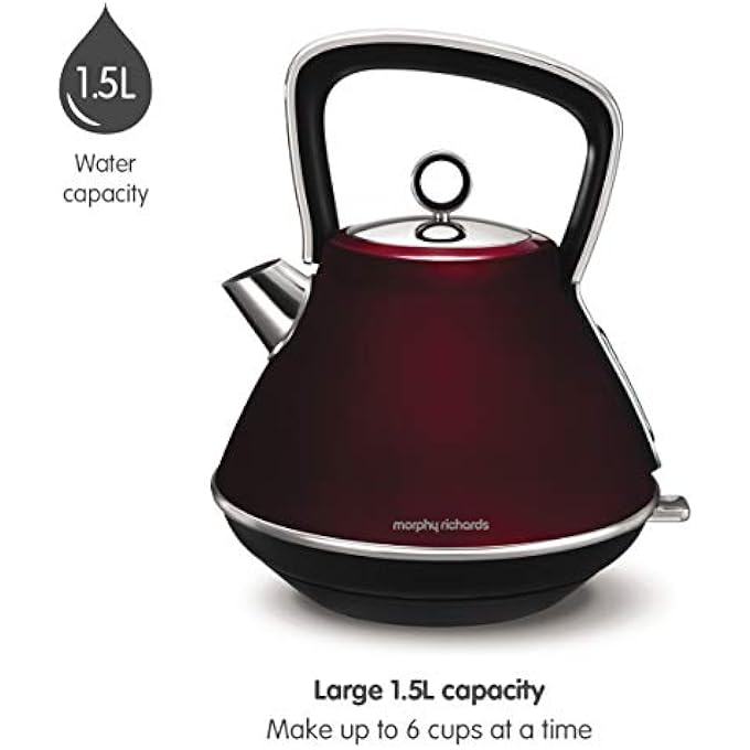 morphy richards Evoke Pyramid Traditional Kettle Red 100108 15 LitresMin 1 Year Manufacturer Warranty - Image 4
