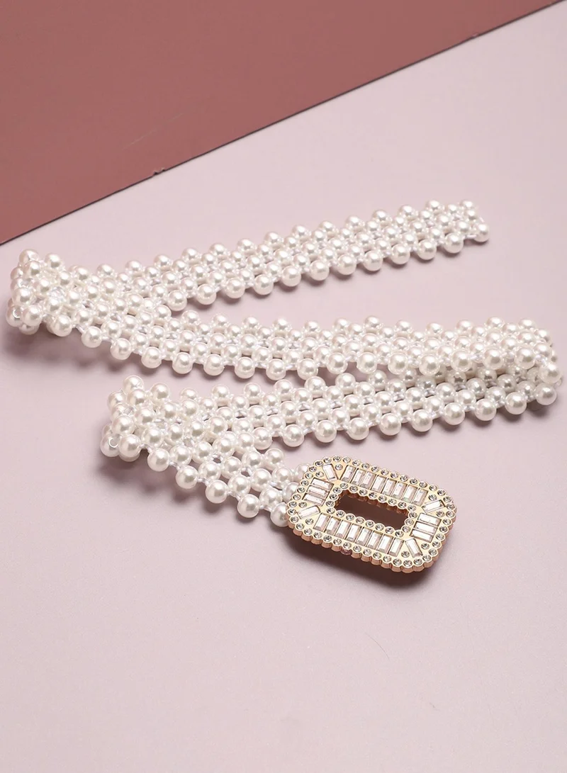 Haute Sauce  White Solid Waist Belt for Women | Best Price UAE