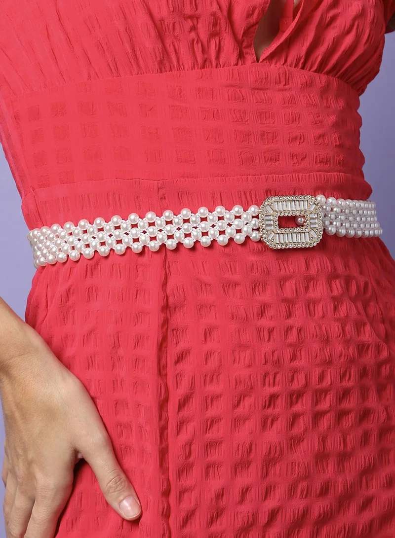 Haute Sauce  White Solid Waist Belt for Women | Best Price UAE