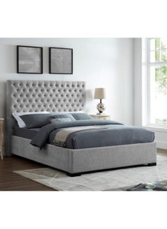 Bed and Mattress Home Velvet Light Tufted Upholstered King Size ( 180 X 190 ) Grey Color Bed 