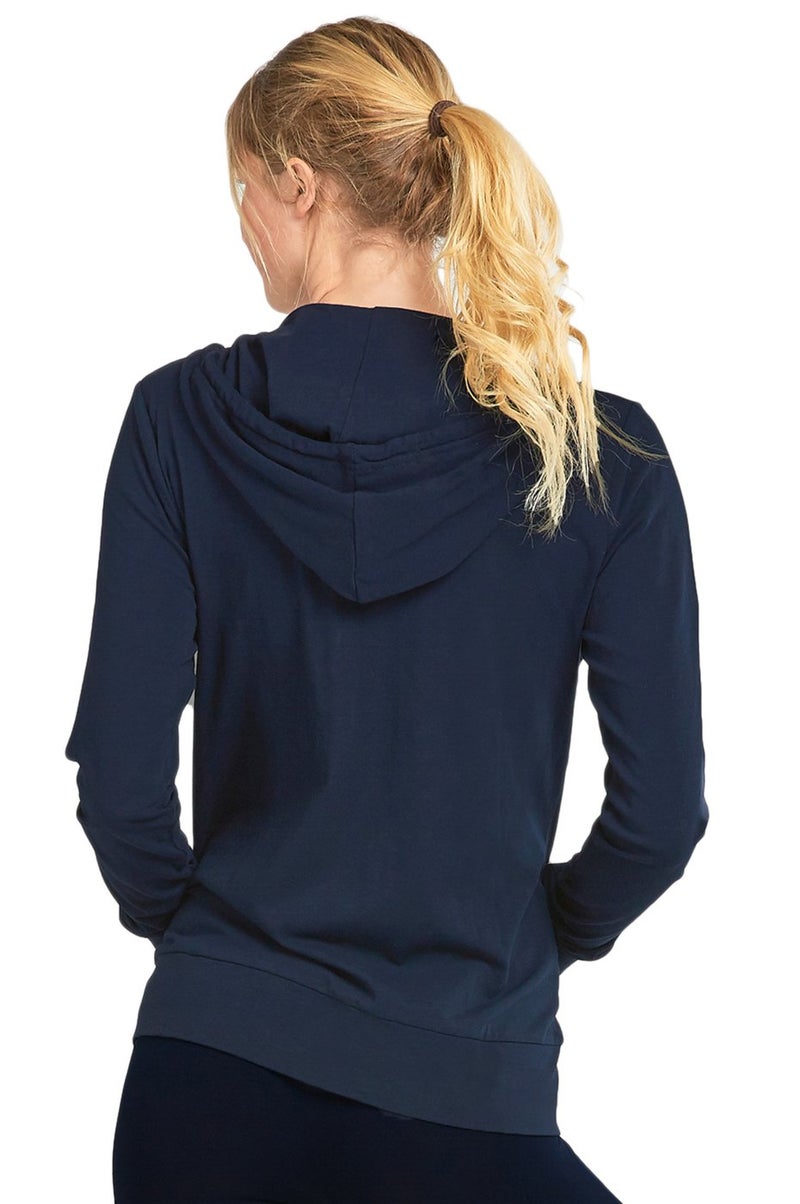 Sofra Women's Thin Cotton Zip Up Hoodie Jacket (XL, Navy) - Image 4