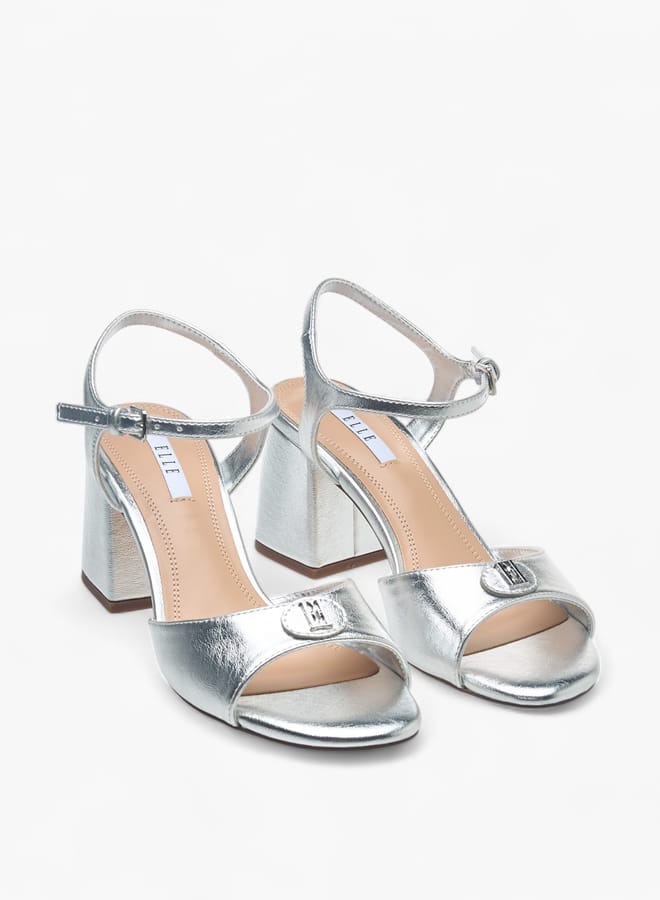 ELLE Womens Logo Accent Sandals With Block Heels And Buckle Closure - Image 1