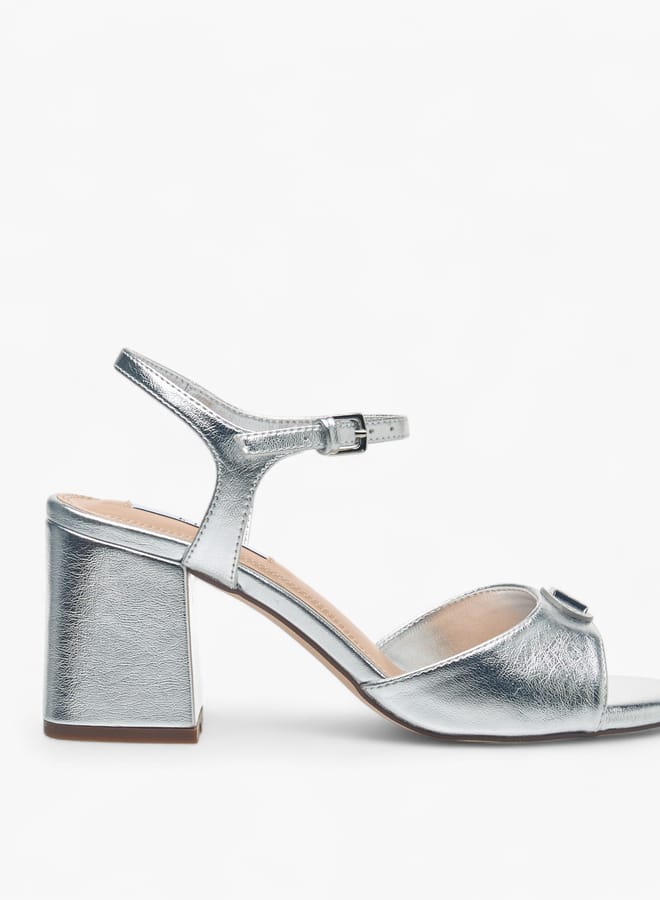 ELLE Womens Logo Accent Sandals With Block Heels And Buckle Closure - Image 2