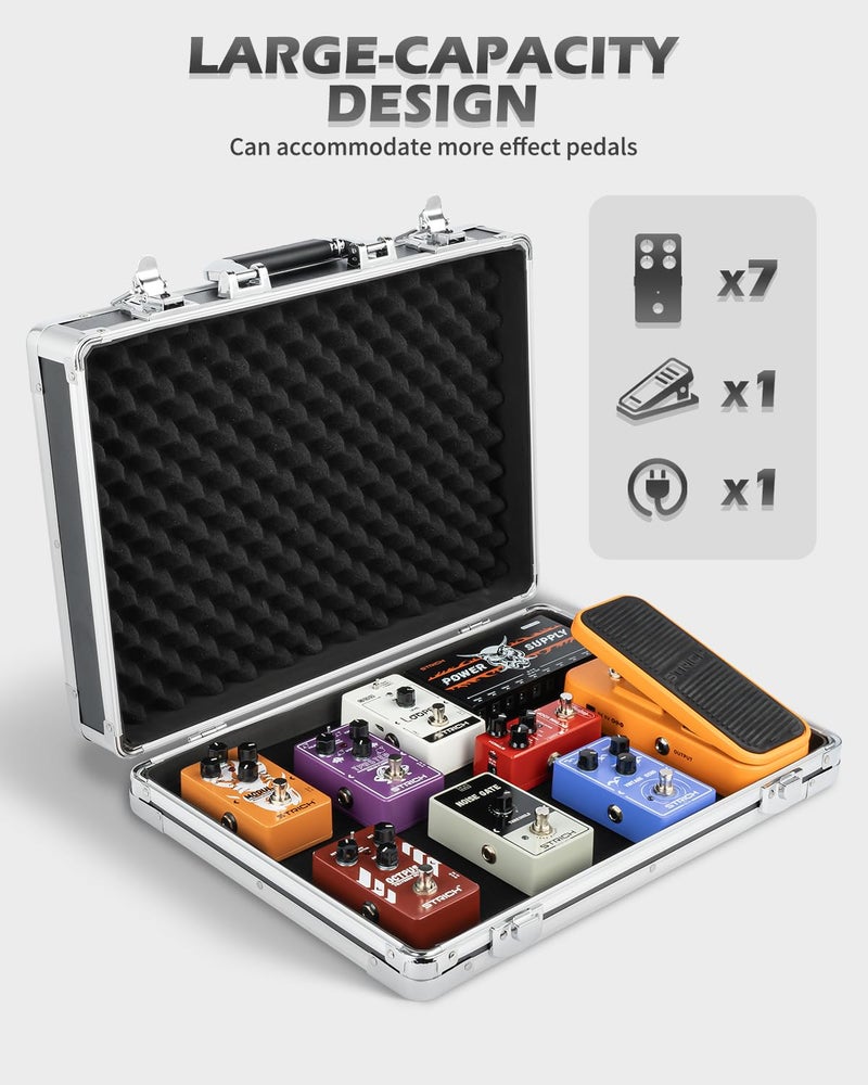 STRICH Guitar Pedal Case, 17" x 12.20" x 3.94" Aluminum Locking Effect Pedal Case with Mounting Tape, Compatible with Single Pedals & Multi-Effects - Image 2