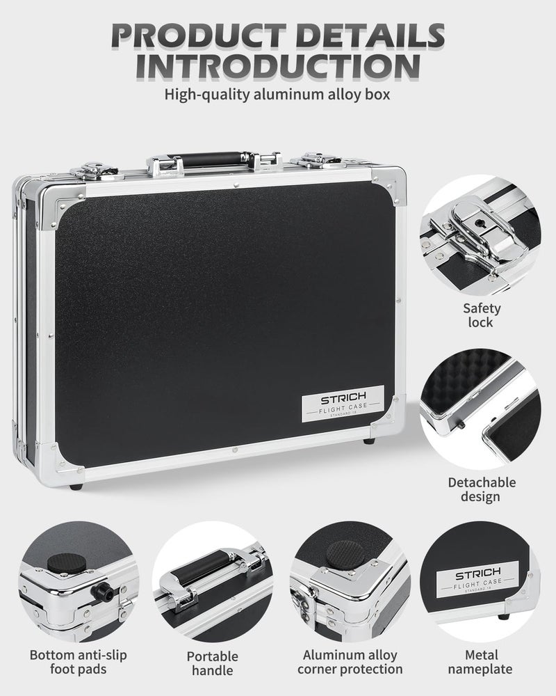 STRICH Guitar Pedal Case, 17" x 12.20" x 3.94" Aluminum Locking Effect Pedal Case with Mounting Tape, Compatible with Single Pedals & Multi-Effects - Image 4